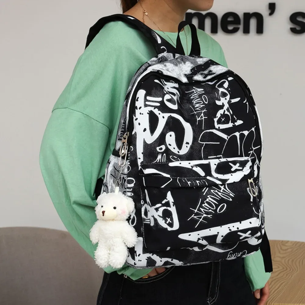 Sac à dos en Nylon pour femmes, imprimé Graffiti, sacs d'école imperméables, sac à bandoulière de grande capacité pour étudiants