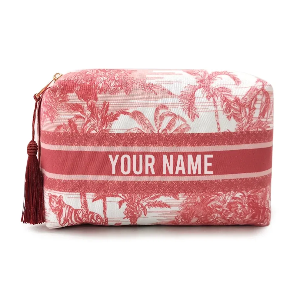 sac de maquillage personnalisé avec nom imprimé, grande capacité, trousse de toilette pour femmes, sac de rangement, cadeau pour demoiselle d'honneur
