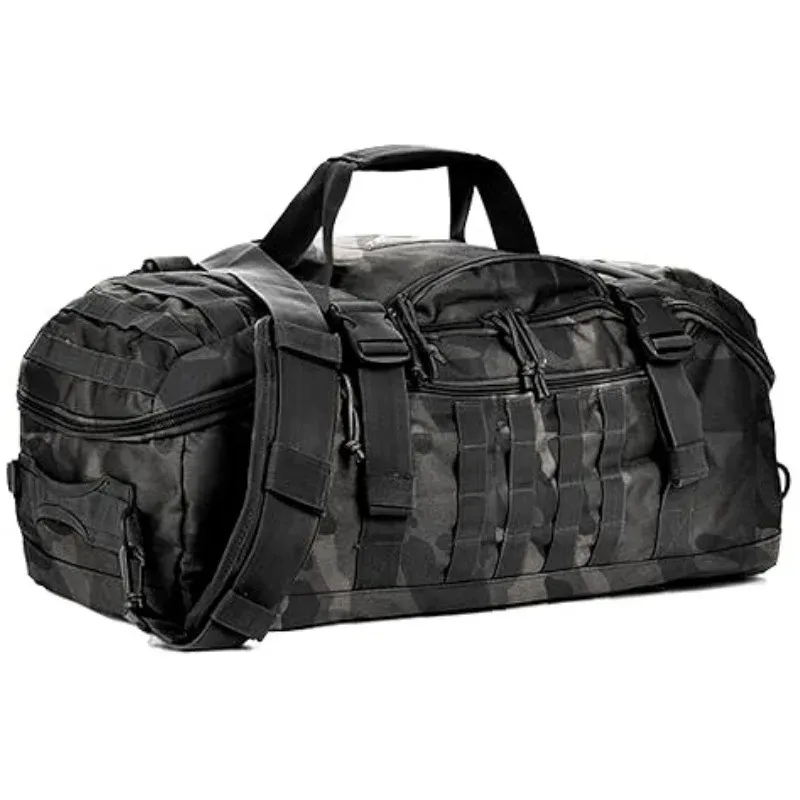 sac de voyage tactique imperméable noir camouflage grande capacité avec sangles molle pour la randonnée et le camping