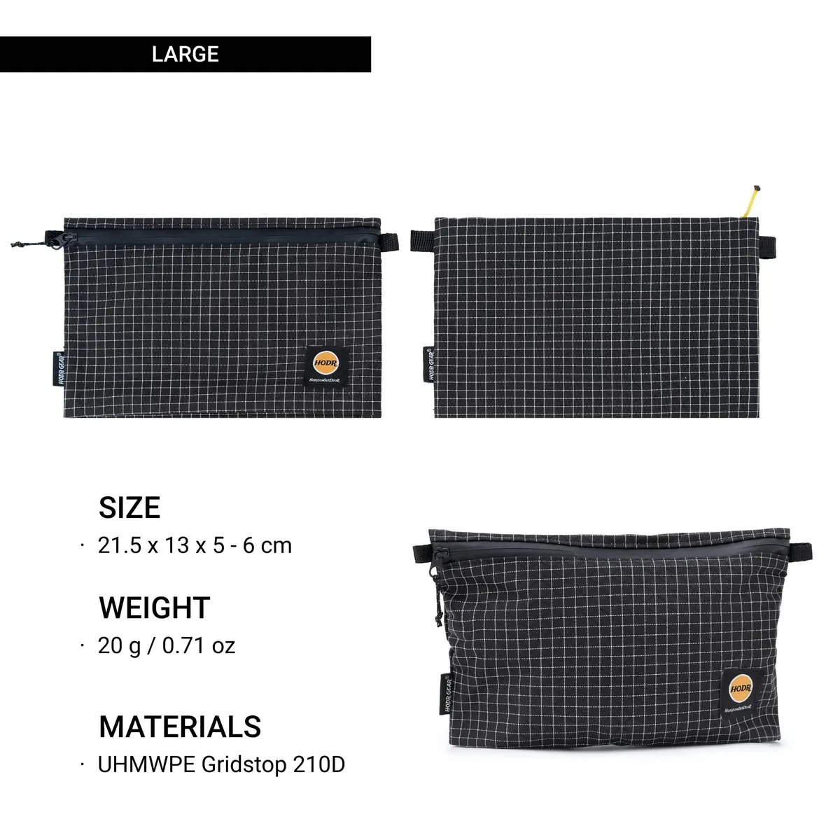 [hodrgear] sac de rangement autoportant ultraléger en gripstop uhmwpe 210d, 18g, organiseur de voyage pour trousse de premiers secours et passeport