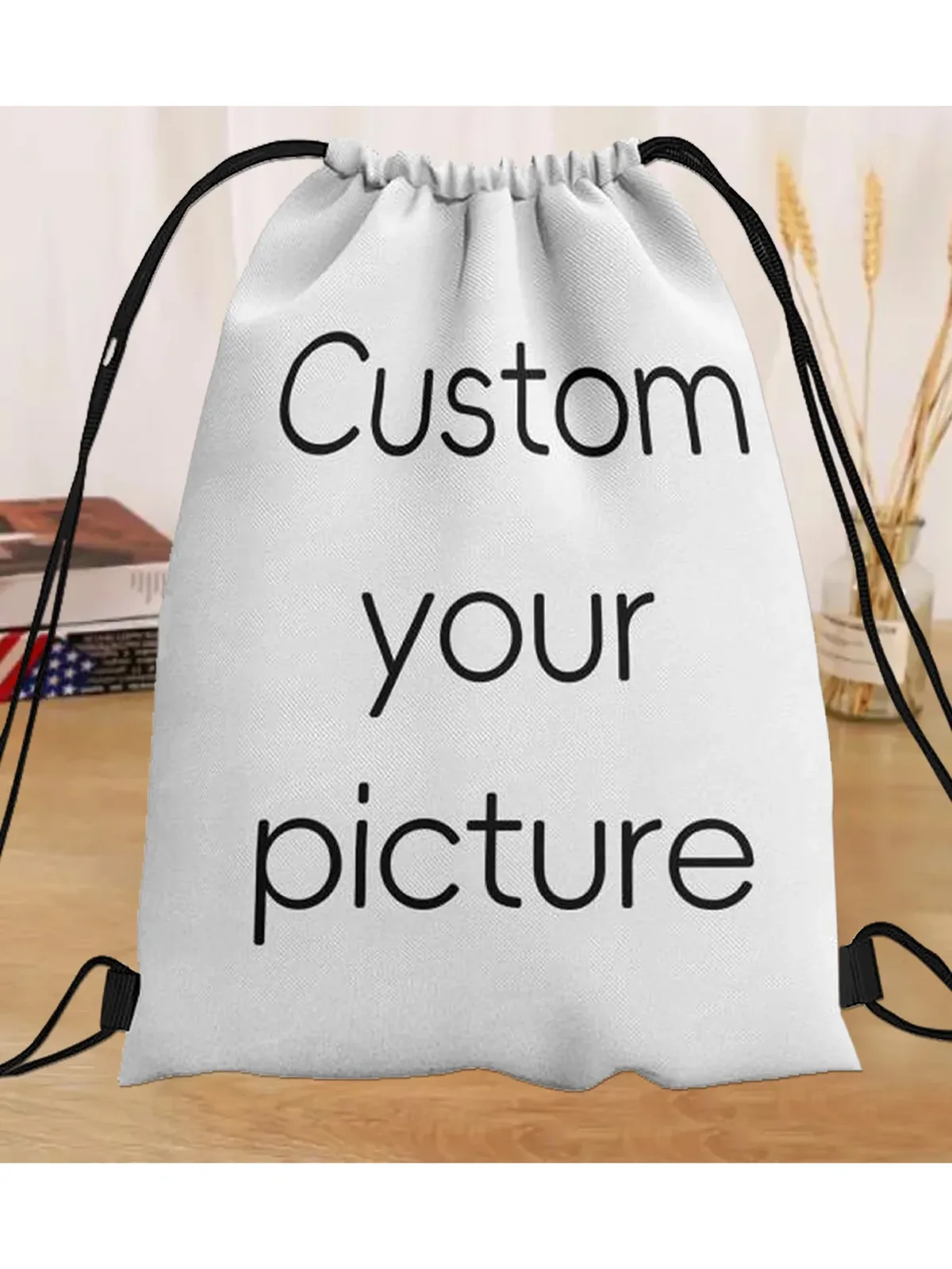 sac à dos de sport personnalisé avec cordon de serrage, sac de sport pour femmes et hommes, sac à dos de shopping avec photo personnalisée