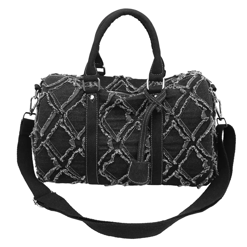 nouveau style 2025 : sac à main en jean rétro personnalisé, sac de voyage grande capacité en patchwork vieilli, sac bandoulière polyvalent et tendance