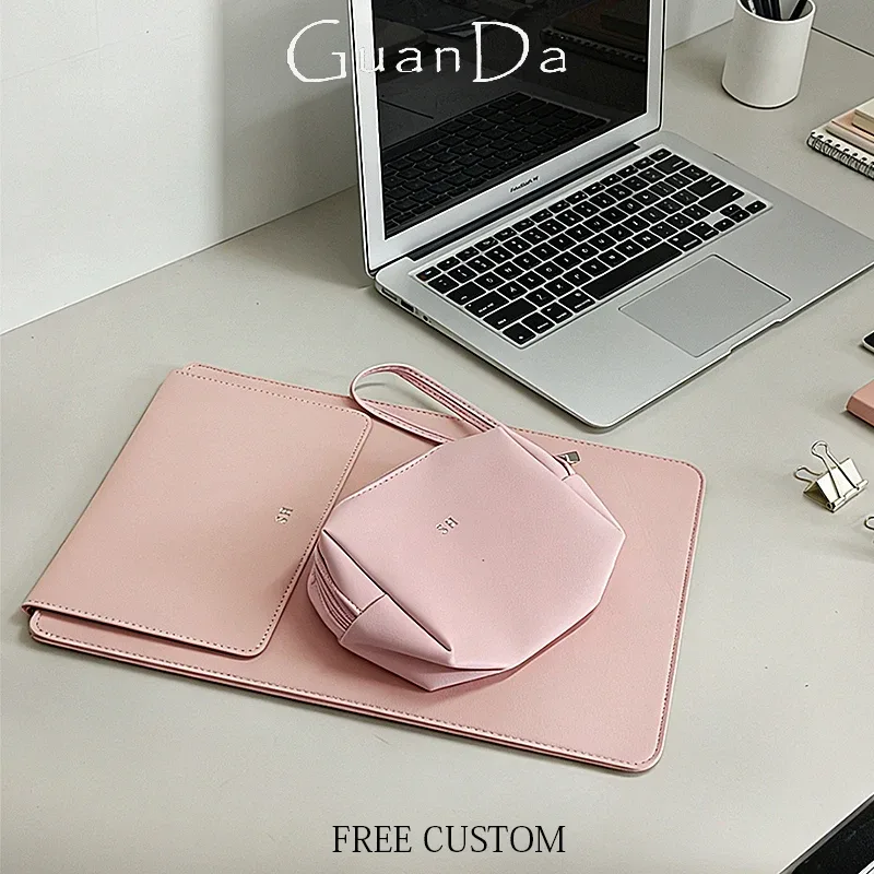 Housse d'ordinateur portable de luxe 13-15 pouces avec support, personnalisable pour entreprise, simple, étanche, sacoche de protection, mini sac de rangement tendance