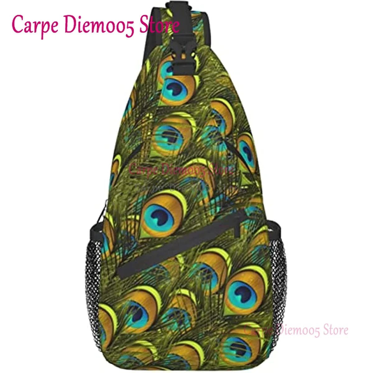sac à bandoulière plume de paon, sac à dos de randonnée, sac de jour, sac de poitrine, sac à bandoulière pour femmes et hommes