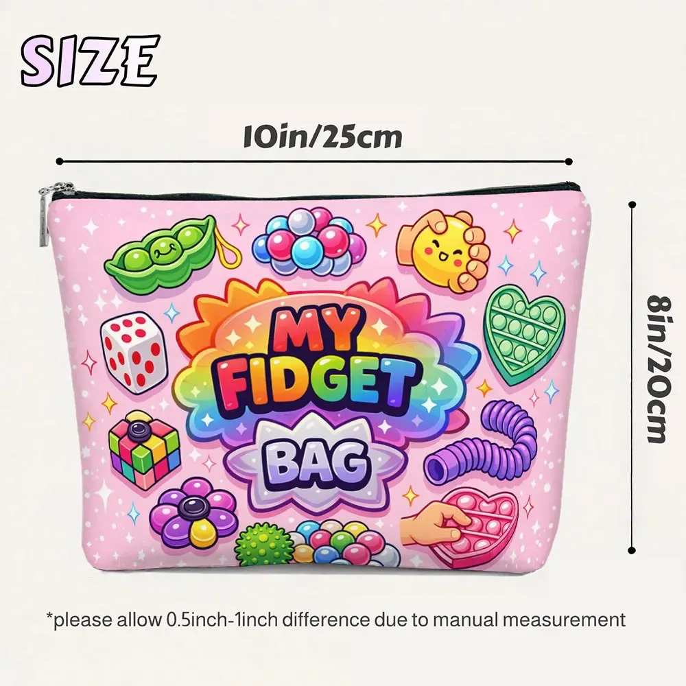 trousse de maquillage ludique pop art avec motif icônes fidget toy, organisateur de voyage pour articles de toilette à motif floral, pochette cosmétique portable