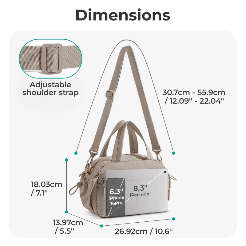 bagsmart – sac à bandoulière de grande capacité pour femmes, sac à bandoulière décontracté pour étudiants, pochette quotidienne pour loisirs, sac à main polyvalent
