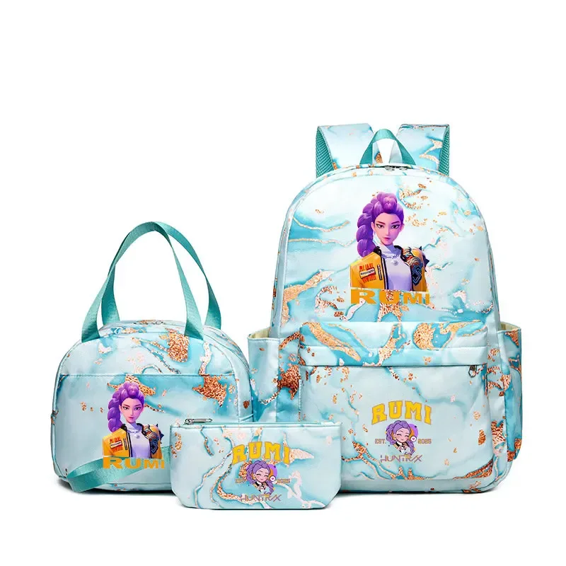 sacs à dos kpop demon hunters avec sacs à déjeuner, sacs d'école légers pour étudiants et adolescents, sac de voyage décontracté pour femmes, 3 pièces/ensembles