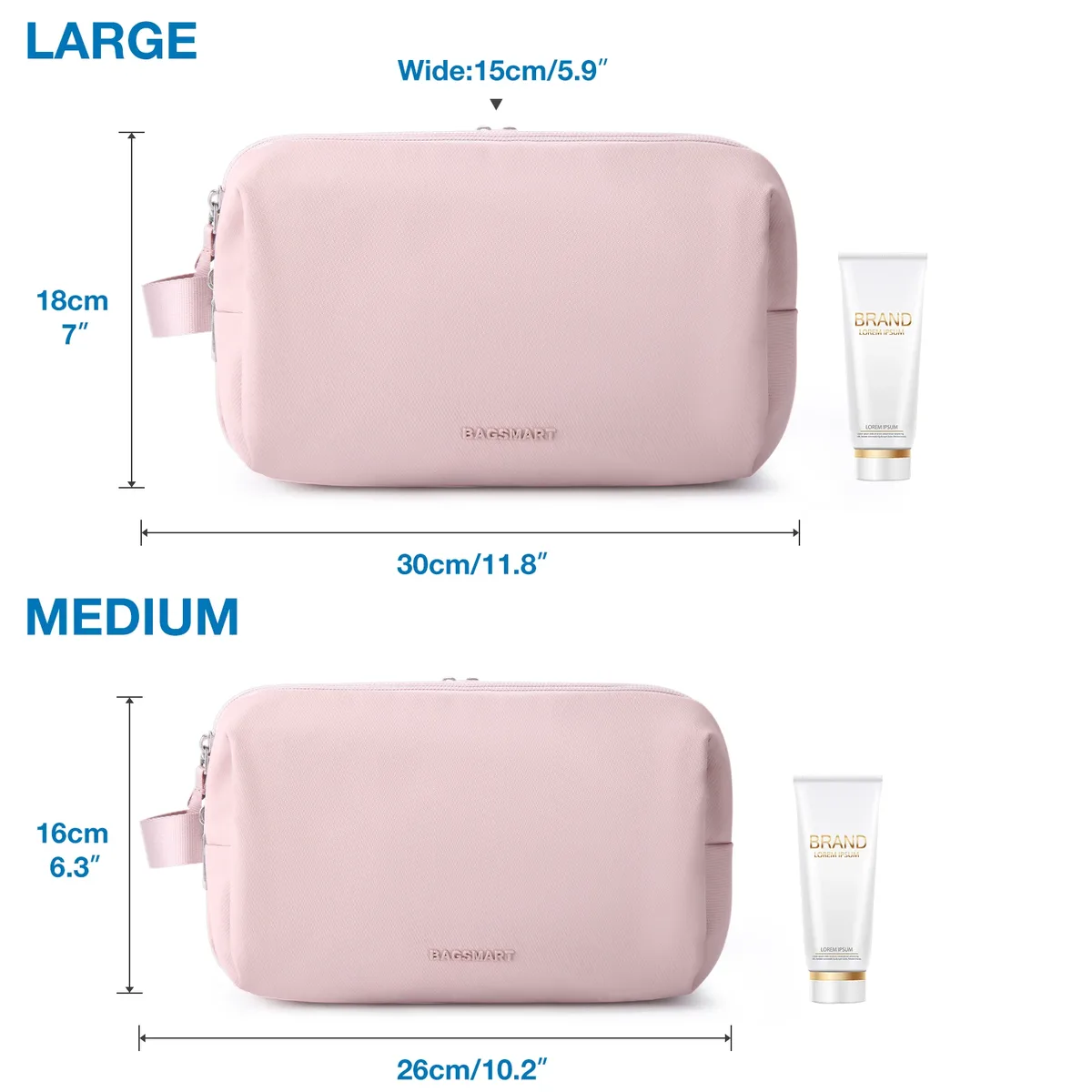 bagsmart – trousse à cosmétiques pour femmes, kit dopp étanche pour voyage, trousse de toilette légère pour hommes, trousse de maquillage, nécessaire de voyage