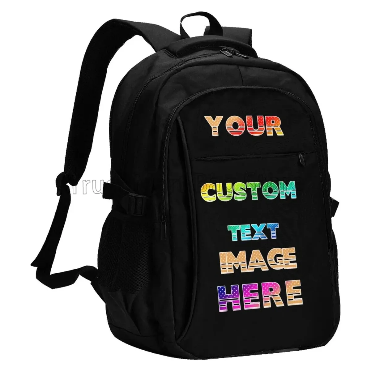 sac à dos de voyage personnalisé pour ordinateur portable, avec nom et photo, avec port usb, 18x13.4x8.3 pouces, pour homme et femme
