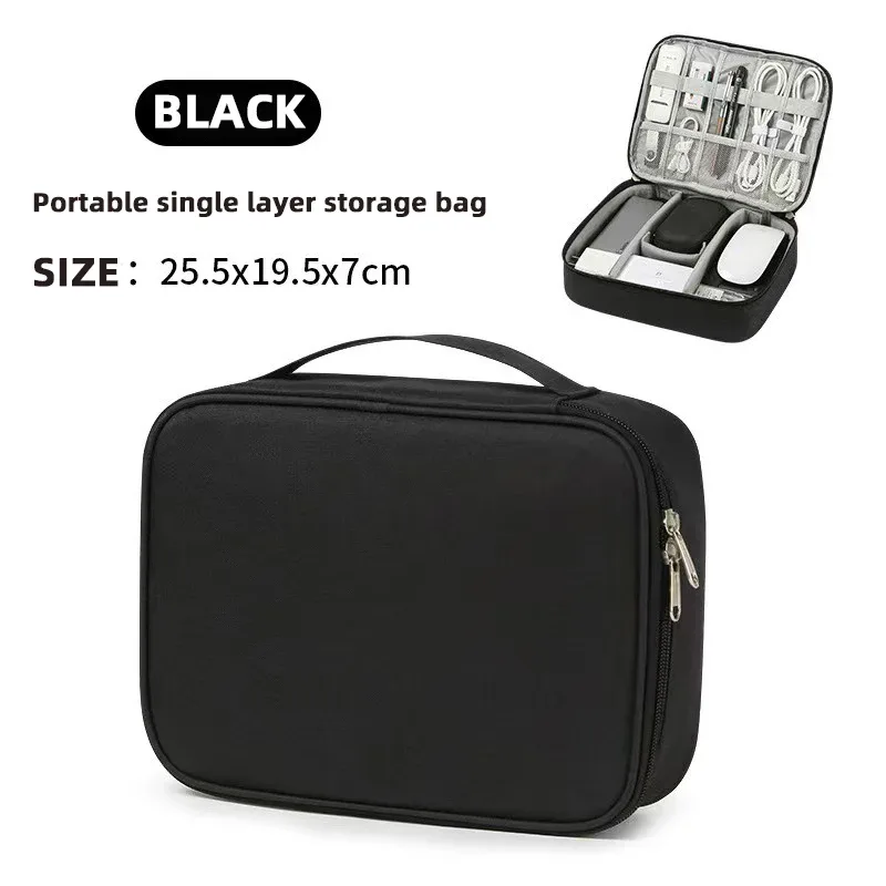 sac de rangement numérique portable de voyage double couche, câble de données, câble de chargement d'alimentation mobile, accessoires, boîte de rangement multifonction