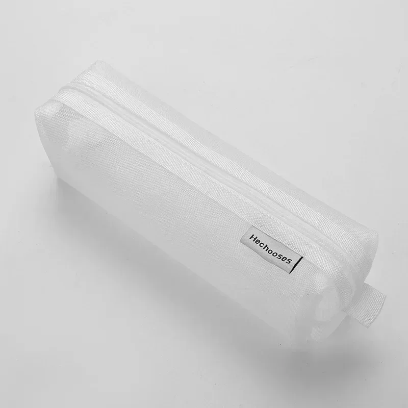 sac à cosmétiques en maille de nylon transparent simple, sac de papeterie pour étudiants, trousse à crayons, sac de rangement portable de grande capacité, pochette de maquillage