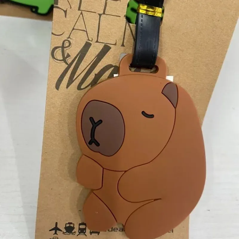 accessoires de voyage étiquette de bagage dessin animé capybara pvc valise id addres support bagages étiquettes d'embarquement étiquette portable