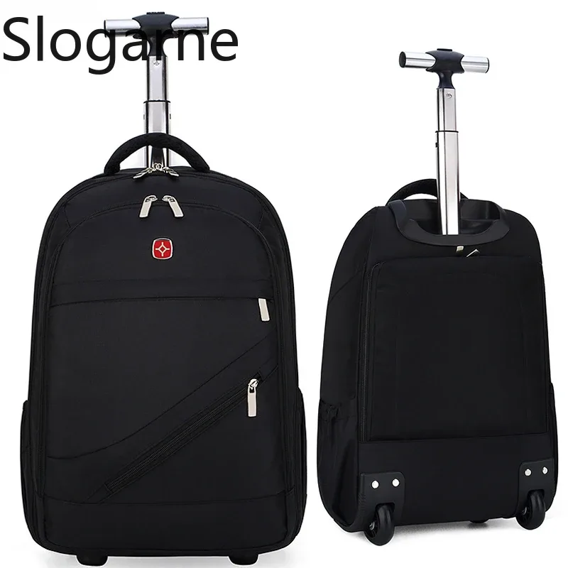 Sac à dos à roulettes pour hommes, sac de voyage à bandoulière avec roulettes de 26 pouces pour étudiants, bagages roulants, chariot d'affaires, valises de grande capacité