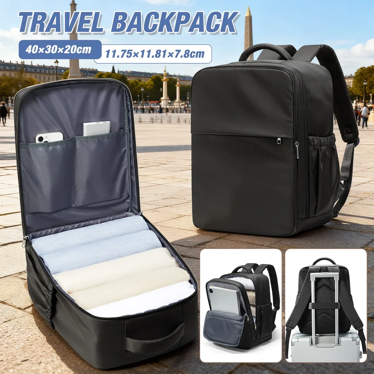 sac à dos de voyage pour avion de cabine 40x30x20, sac à dos de cabine pour bagages à main wizzair 40x30x20, sacs à main pour ordinateur portable 15.6 pouces pour hommes et femmes