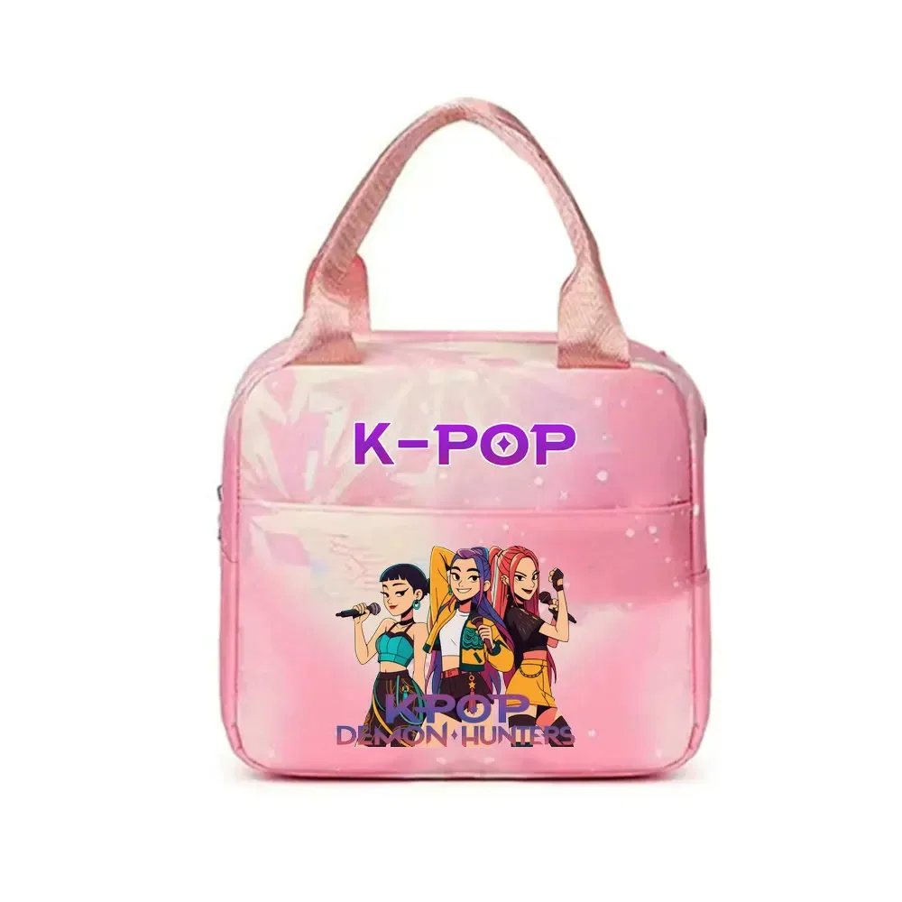 kpop demon hunters office workers avec sac à déjeuner portable isolé de grande capacité, sac à bandoulière à double usage
