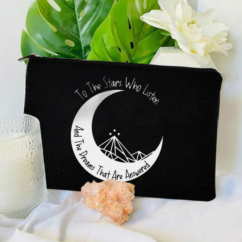sac à cosmétiques à motif city of starlight, trousse de maquillage acotar velaris, organisateur de produits de toilette de voyage, pochette de rangement pour maquillage, sac à crayons