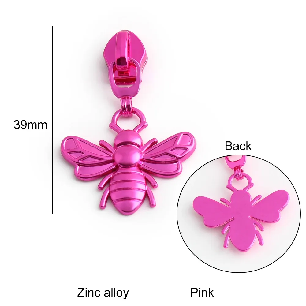 5/10/20 pièces en forme d'abeille 5 #   têtes de fermeture éclair pour fermetures éclair en nylon, tirettes de fermeture éclair pour sacs, vêtements, bagages, kit de réparation, accessoires de couture diy