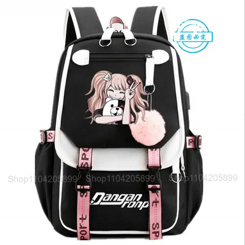 sac à dos danganronpa anime mochila, sac d'école pour étudiants, sac de voyage avec port usb, sacoche décontractée pour ordinateur portable, grand sac messager, cadeau