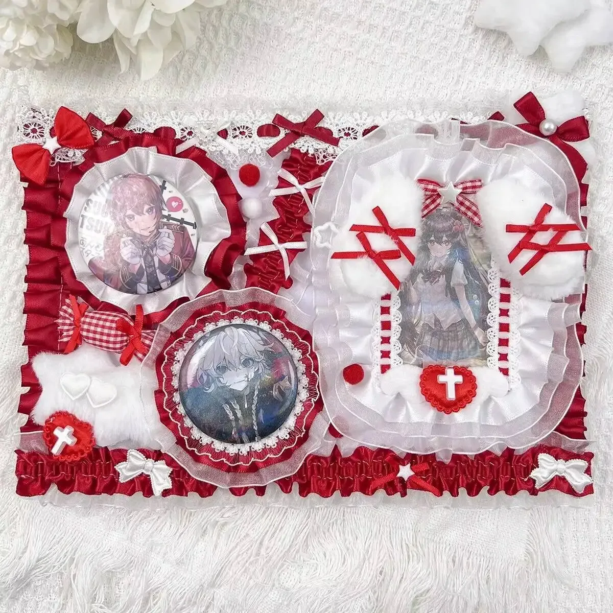 accessoires pour sac ita : porte-cartes et porte-badges anime, organisateur de broches et épingles en ruban et dentelle, insert décoratif pour sac ita, présentoir et rangement pour badges