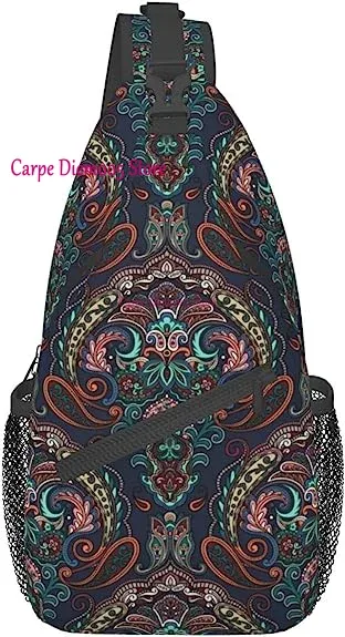 sac à bandoulière bandana paisley noir pour sac à dos à bandoulière sac de poitrine décontracté sac à dos pour randonnée marche vélo voyage cyclisme