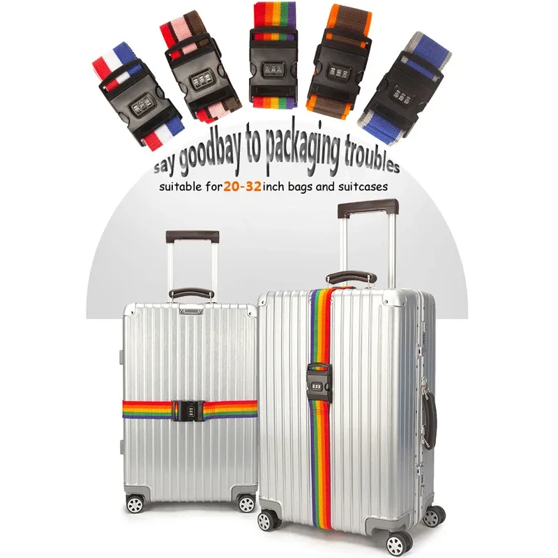 sangle de bagage réglable pour valises, approuvée par tsa, avec serrure, ceinture d'emballage, accessoires de sac de voyage de sécurité pour valise