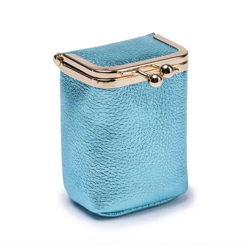 1 pièce mini trousse de maquillage portable en cuir pu pour femme, pochette de rangement pour rouge à lèvres, bijoux, écouteurs et monnaie, simple, avec miroir
