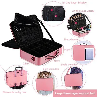 étui à pinceaux de maquillage, sacs de maquillage, valise de maquillage professionnelle complète pour femmes, vanité maleta maquillaje, boîte de rangement d'outils pour ongles