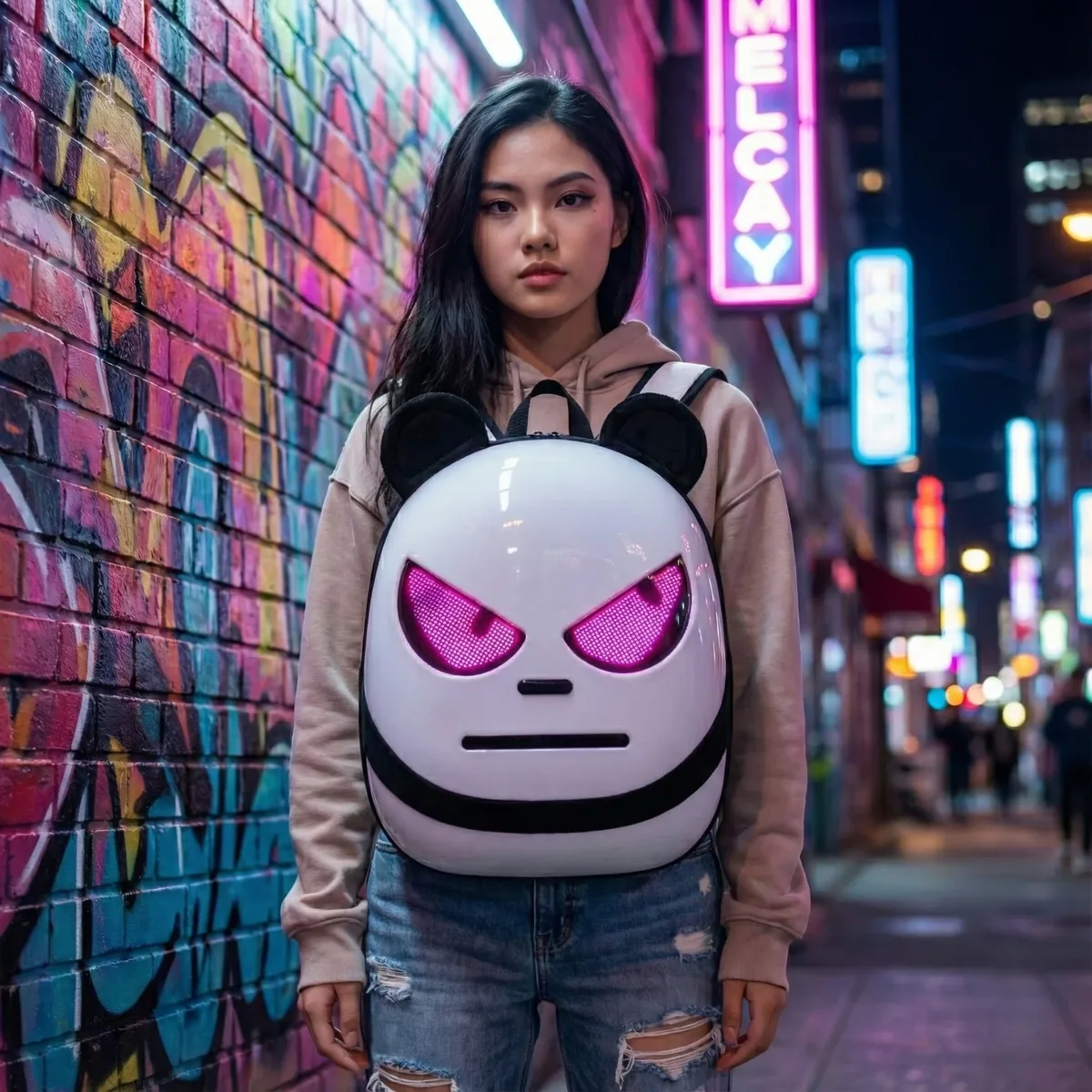 sac à dos led intelligent avec écran programmable, affichage pixel art, coque rigide, sac de voyage étanche, bricolage, cartable panda, cadeau pour hommes