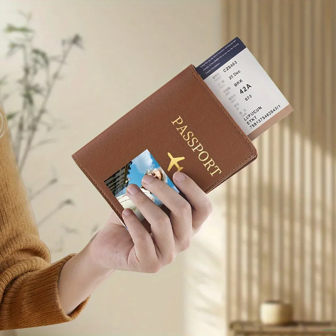 1 porte-passeport personnalisé avec photo de votre animal de compagnie, design avion, emplacements pour cartes. portefeuille de voyage multicolore, cadeau d'anniversaire pour les amoureux des animaux