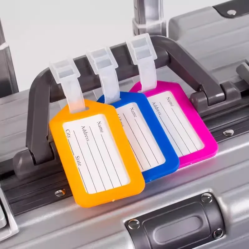 étiquettes de bagages de voyage portables avec carte d'identité, étiquettes d'embarquement en pvc diy, étiquettes nominatives pour valises, accessoires de voyage unisexes