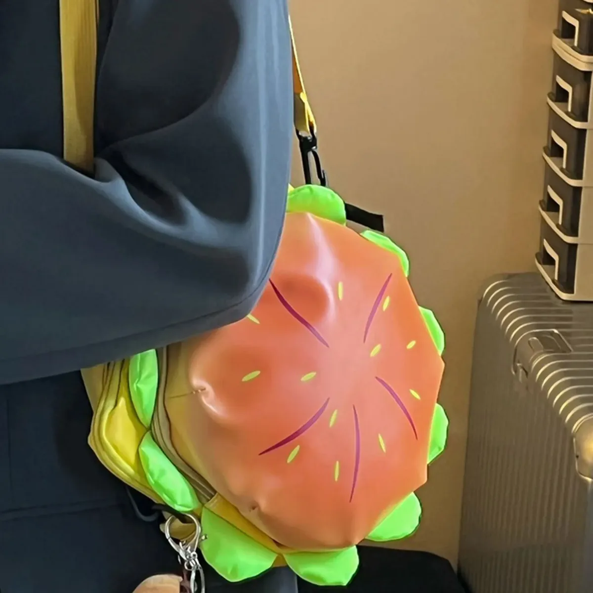 dessin animé hamburger sac à dos décontracté cheeseburger sac à dos grande capacité mode cartable sac de messager pour les voyages en plein air