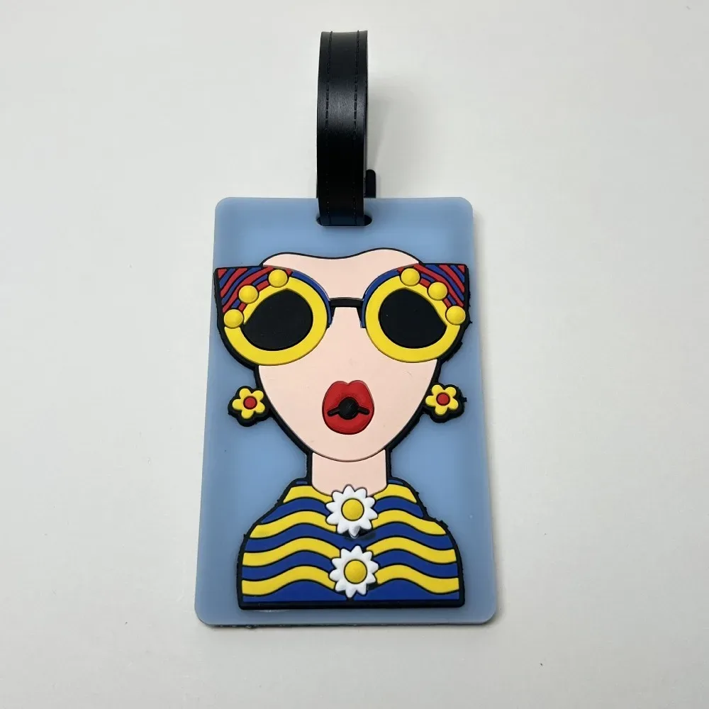 étiquette de bagage de voyage en silicone souple, étiquette d'identification de valise avec lanière, étiquette de carte d'embarquement anti-perte, nom, étiquette d'adresse de téléphone