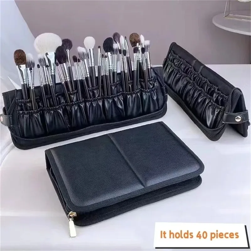 Sac à pinceaux de maquillage pliable pour femme, trousse de toilette cosmétique de voyage, outils de beauté, accessoires de lavage, poudres