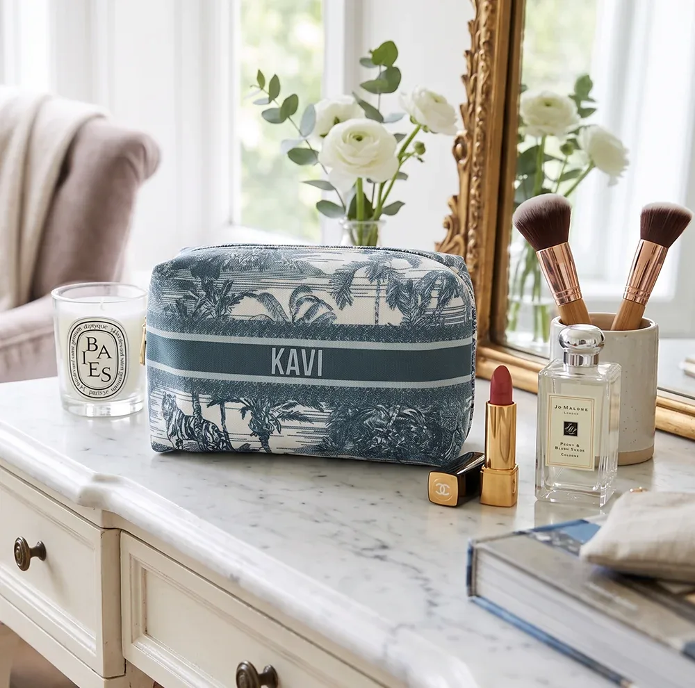 sac de maquillage personnalisé avec nom imprimé, grande capacité, trousse de toilette pour femmes, sac de rangement, cadeau pour demoiselle d'honneur