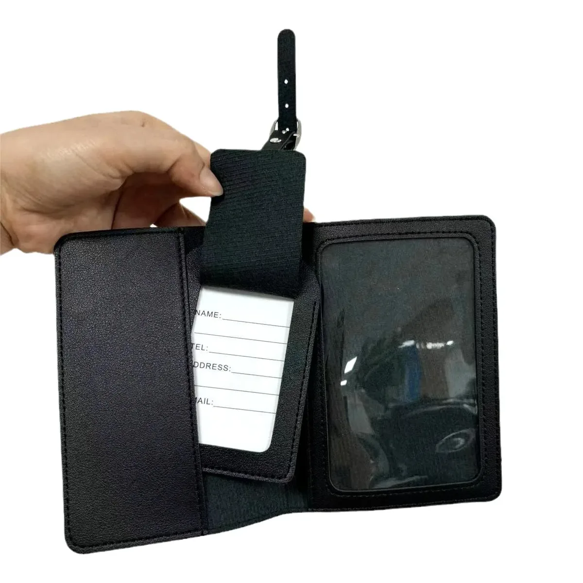 porte-passeport en cuir pu épais multicolore, couverture de passeport avec carte en papier, ensemble d'étiquettes de bagage
