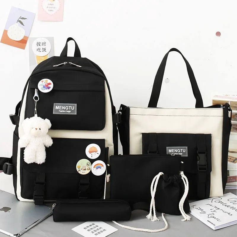 kit de 5 sacs à dos pour femme, tendance, grande capacité, imperméables, pour l'université, pour filles, sacs d'école pour ordinateur portable, sacs de voyage mignons pour filles