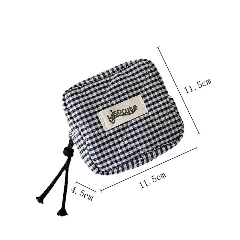 mini sacs de maquillage à carreaux, sac de rangement pour clé d'écouteurs, rouge à lèvres, sac à cosmétiques minimaliste à carreaux, pochette de maquillage, petit porte-monnaie à fermeture éclair