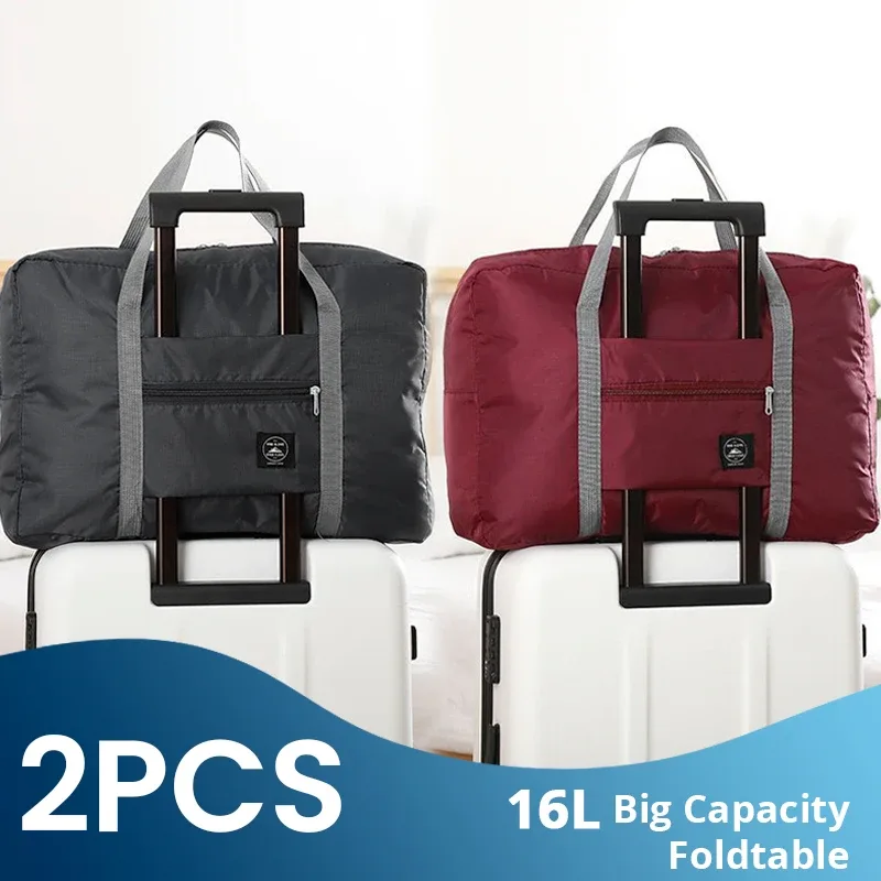 Lot de 2 sacs de voyage pliables pour compagnie aériennes, sac à main pour week-end, fourre-tout d'hôpital de nuit, sac de sport pour femmes et hommes