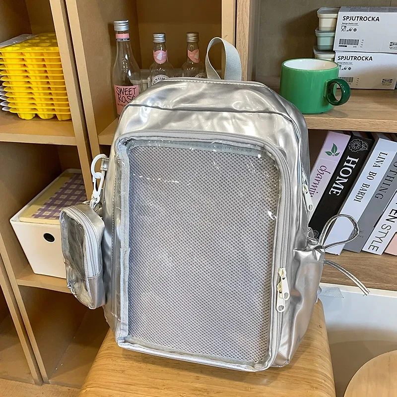 sacs d'école pour étudiants japonais de grande taille, sac à dos ita en cuir pu avec porte-monnaie transparent, offre spéciale