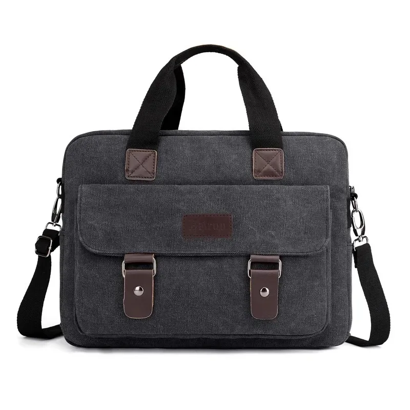 porte-documents en toile pour hommes, mallette de styliste pour le travail et les affaires, cartable décontracté de grande capacité pour étudiants, fourre-tout à bandoulière pour ordinateur portable de 14 pouces