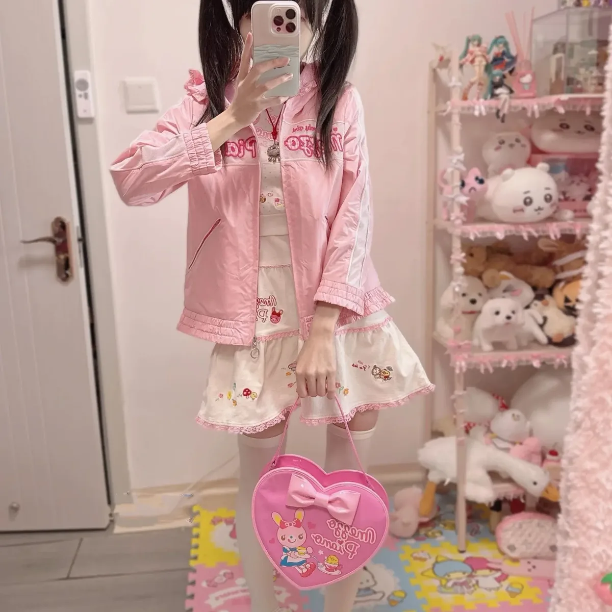 sac bandoulière grande capacité pour femme, style lolita japonaise, jojifuku, y2k, esthétique mignonne, motif dessin animé, mp