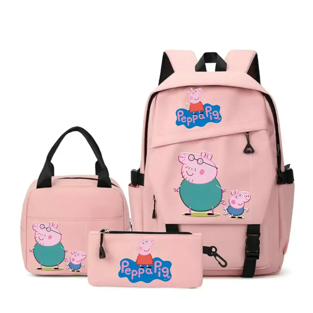 sacs à dos peppa pig avec sacs à lunch, sacs d'école pour étudiants et adolescents, sacs à dos légers pour femmes, sac de voyage décontracté