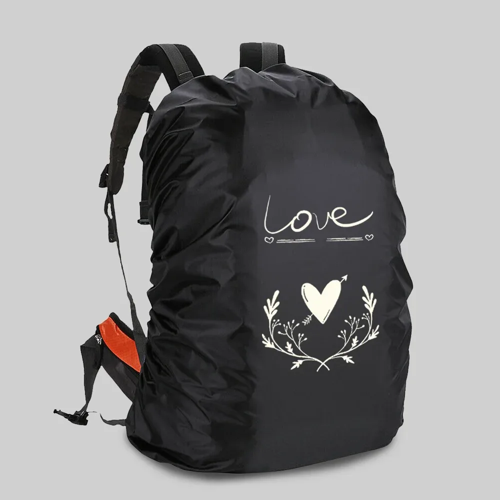 juste de protection imperméable et anti-poussière pour cartable, sac à dos d'escalade en plein air, impression d'image blanche, housse de pluie pour le camping, 20-70l