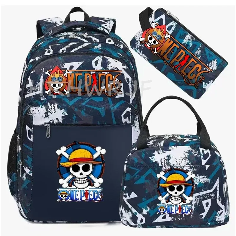 sac à dos one piece monkey d luffy 3 pièces camouflage pour adolescents, sacs d'école pour ordinateur portable, collégiens/lycéens, sacs de voyage en plein air, mochilas
