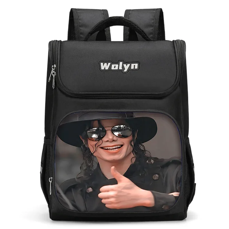 grand sac à dos michael jackson pour enfants, sac d'école pour garçons et filles, sac à dos de voyage pour hommes et femmes, durable et multi-compartiments