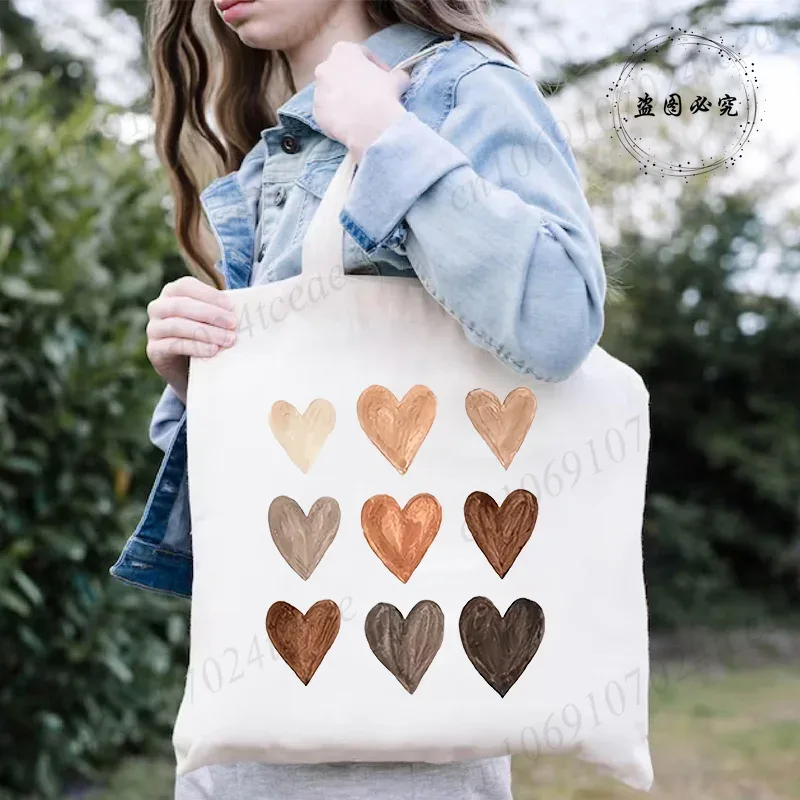 sac de shopping pour femmes minimaliste aquarelle coeur imprimé graphique sacs à bandoulière étudiants filles fourre-tout décontractés femmes sacs à main hg01