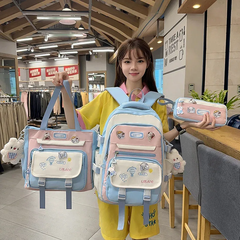 Sac à dos quotidien de style coréen pour femmes, sac à dos de voyage en tissu nylon imperméable, sac d'école pour filles, sacs décontractés pour adolescents