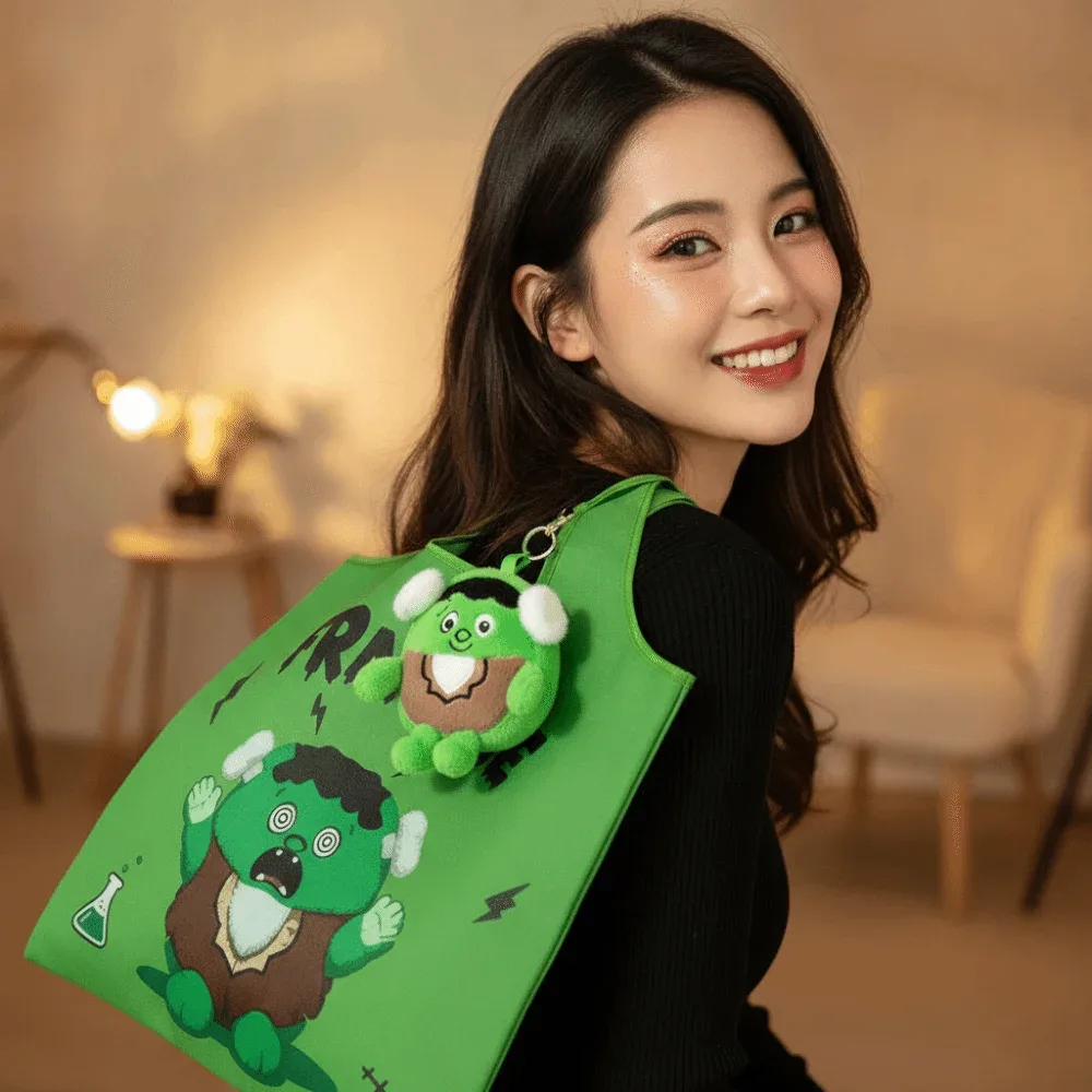 sac fourre-tout d'halloween de couleur unie, mini sac à main résistant aux déchirures, motif de dessin animé, ultra-léger et peu encombrant.