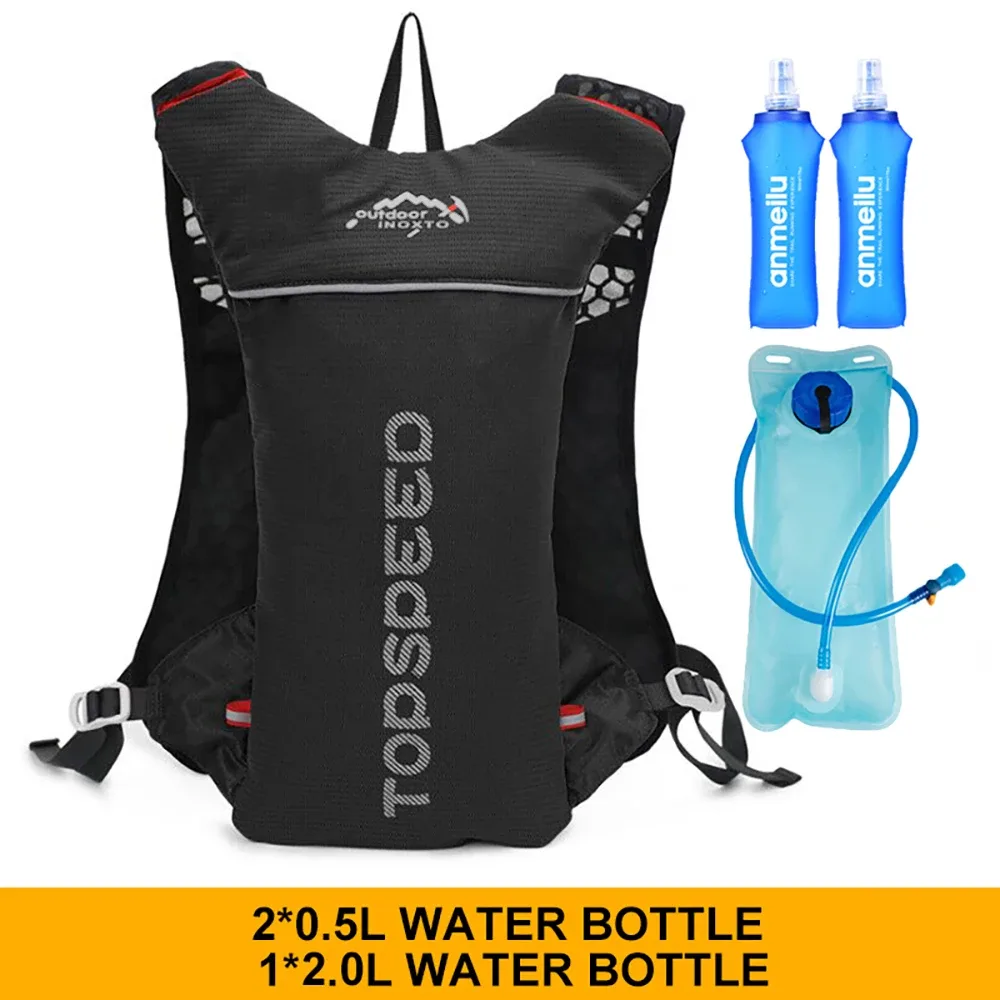 sac à dos ultraléger pour hommes, 5l, pour course en plein air, gilet d'hydratation, jogging, respirant, pour marathon, vélo, bouteille d'eau, 500ml