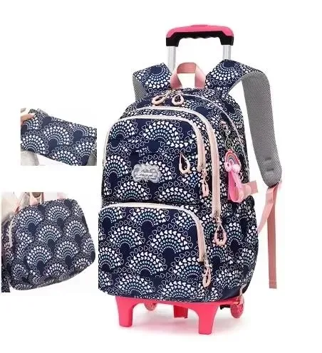 sac à dos à roulettes scolaire 3 pièces sac à déjeuner sac à crayons pour enfants sac à roulettes étanche fille école sac à dos à roulettes ensemble de sacs pour les filles